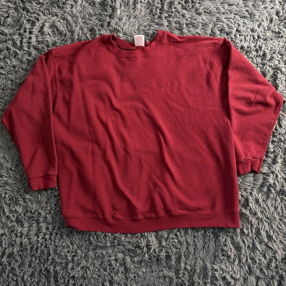 Vintage 90s Nike Crewneck Sweatshirt Size 2XL Red Made In USA Embroidered Swoosh